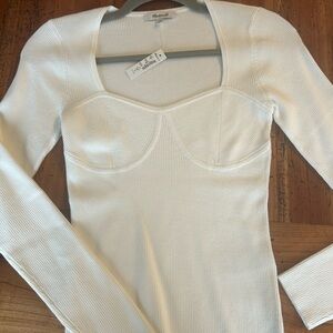 Brand new with tags Madewell White Long Sleeve Ribbed Top corset style